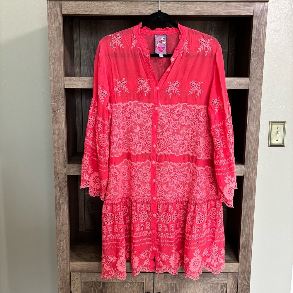 {Johnny Was} Valeria Lace Embroidered Dress, Size M